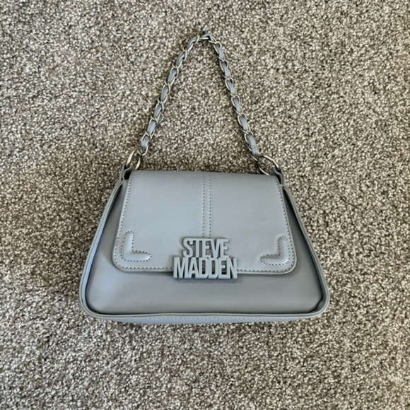 Steve Madden Purse Attachable Shoulder Strap Small Light Gray/Blue Button Chain - Picture 2 of 10